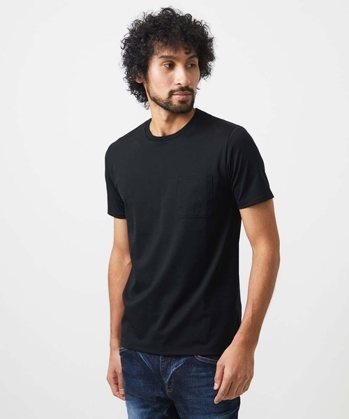 MICHEL KLEIN HOMME   （ミッシェルクランオム）の「《日本製》胸ポケット付きクルーネック半袖カットソー（Tシャツ/カットソー・メンズ・ホワイト/ブラック/ブルー・MEDIUM/LARGE/X-LARGE）」の6枚目の写真