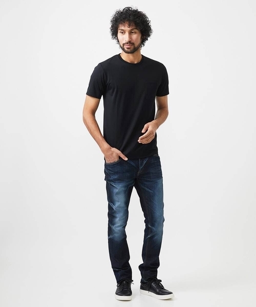 MICHEL KLEIN HOMME   （ミッシェルクランオム）の「《日本製》胸ポケット付きクルーネック半袖カットソー（Tシャツ/カットソー・メンズ・ホワイト/ブラック/ブルー・MEDIUM/LARGE/X-LARGE）」の7枚目の写真
