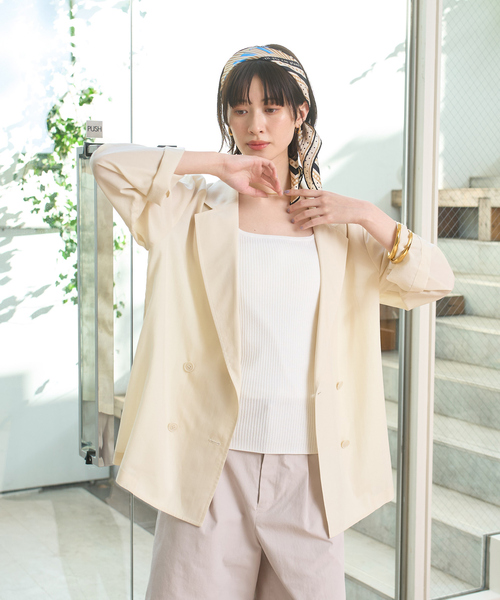 Rouge vif Anna(ルージュヴィフアンナ)の「エアリーシャツジャケット(テーラードジャケット・レディース・アイボリー/ブラック・フリー)」の6枚目の写真