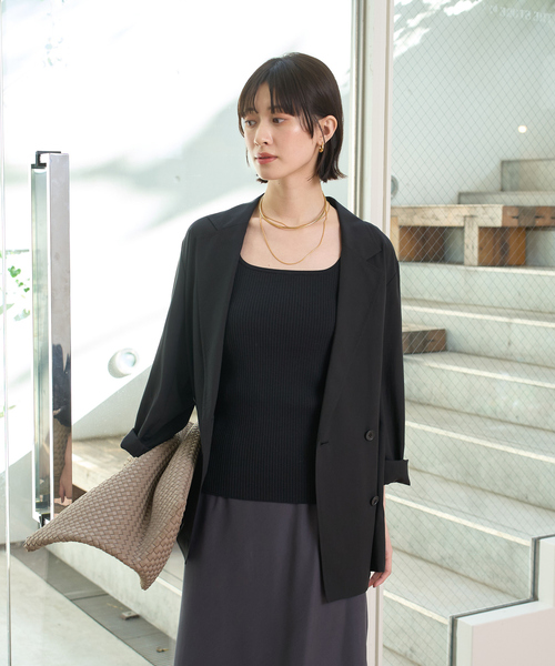 Rouge vif Anna(ルージュヴィフアンナ)の「エアリーシャツジャケット(テーラードジャケット・レディース・アイボリー/ブラック・フリー)」の9枚目の写真
