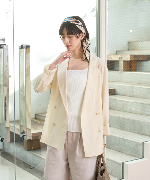 Rouge vif Anna(ルージュヴィフアンナ)の「エアリーシャツジャケット(テーラードジャケット・レディース・アイボリー/ブラック・フリー)」の11枚目の写真