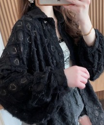 ハート透かし変わり織シャツ
