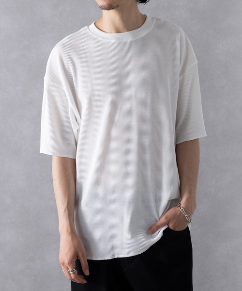 UNIVERSAL OVERALL(ユニバーサルオーバーオール)の「【UNIVERSAL OVERALL】UO ヘビーウェイトサーマルルーズフィット半袖Tシャツ UVOP-006(Tシャツ/カットソー・レディース・ホワイト系その他3/ホワイト/ブラック系その他2/ブラック系その他3/ホワイト系その他2/ブラック系1・M/S/XL/L)」の2枚目の写真
