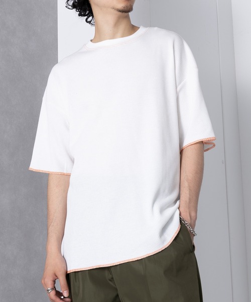UNIVERSAL OVERALL(ユニバーサルオーバーオール)の「【UNIVERSAL OVERALL】UO ヘビーウェイトサーマルルーズフィット半袖Tシャツ UVOP-006(Tシャツ/カットソー・レディース・ホワイト系その他3/ホワイト/ブラック系その他2/ブラック系その他3/ホワイト系その他2/ブラック系1・M/S/XL/L)」の1枚目の写真