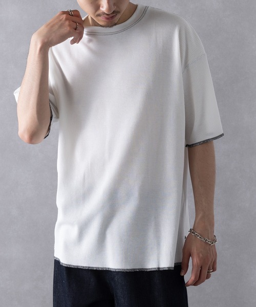 UNIVERSAL OVERALL(ユニバーサルオーバーオール)の「【UNIVERSAL OVERALL】UO ヘビーウェイトサーマルルーズフィット半袖Tシャツ UVOP-006(Tシャツ/カットソー・レディース・ホワイト系その他3/ホワイト/ブラック系その他2/ブラック系その他3/ホワイト系その他2/ブラック系1・M/S/XL/L)」の3枚目の写真