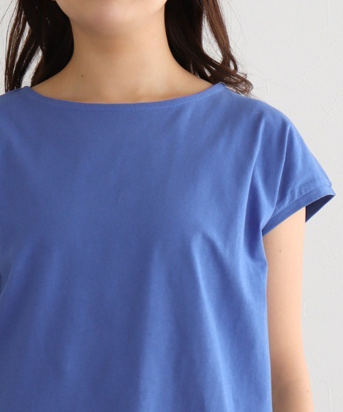 Pierrot(ピエロ)の「【骨格ウェーブさんにオススメ】ボートネック/フレンチスリーブベーシックTシャツ(Tシャツ/カットソー・レディース・チャコール/オフホワイト/ブルー/ブラック・S/M/L)」の16枚目の写真