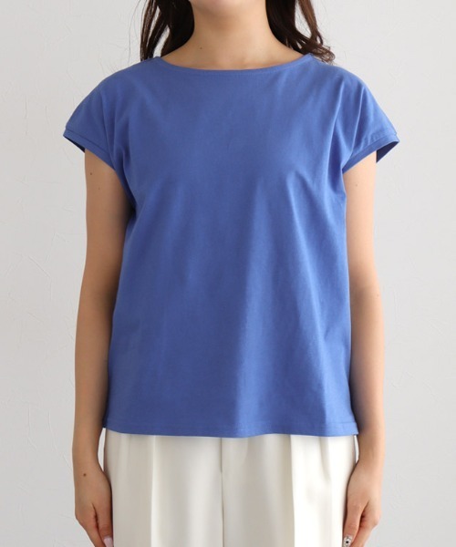 Pierrot(ピエロ)の「【骨格ウェーブさんにオススメ】ボートネック/フレンチスリーブベーシックTシャツ(Tシャツ/カットソー・レディース・チャコール/オフホワイト/ブルー/ブラック・S/M/L)」の17枚目の写真