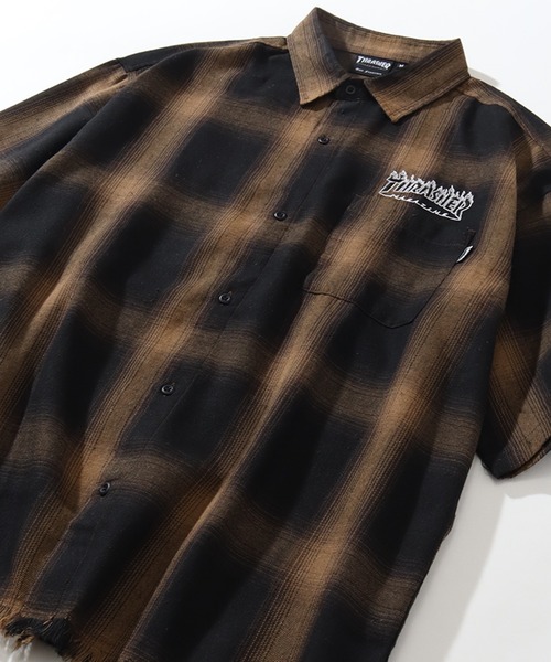 THRASHER（スラッシャー）の「【THRASHER/スラッシャー】ダメージチェック半袖シャツ（シャツ/ブラウス・メンズ・ブラウン/ホワイト/ブラック・XL/L/M）」の13枚目の写真