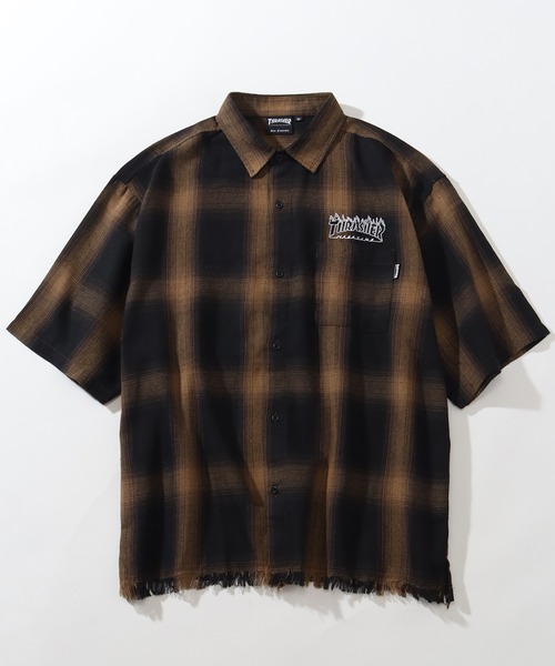 THRASHER（スラッシャー）の「【THRASHER/スラッシャー】ダメージチェック半袖シャツ（シャツ/ブラウス・メンズ・ブラウン/ホワイト/ブラック・XL/L/M）」の8枚目の写真