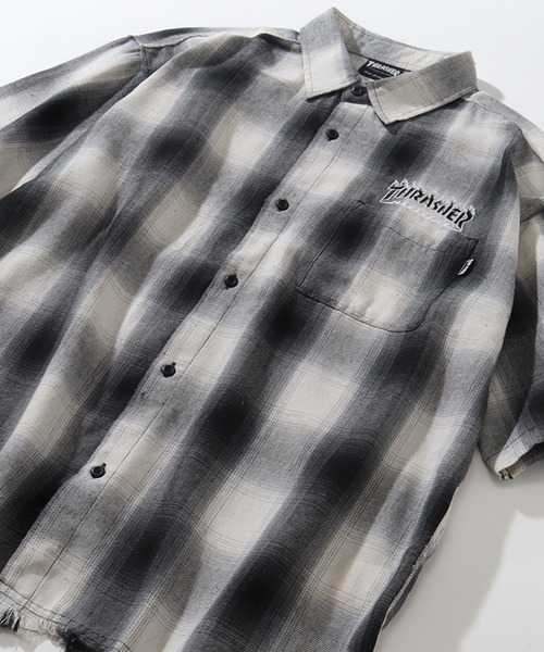 THRASHER（スラッシャー）の「【THRASHER/スラッシャー】ダメージチェック半袖シャツ（シャツ/ブラウス・メンズ・ブラウン/ホワイト/ブラック・XL/L/M）」の9枚目の写真