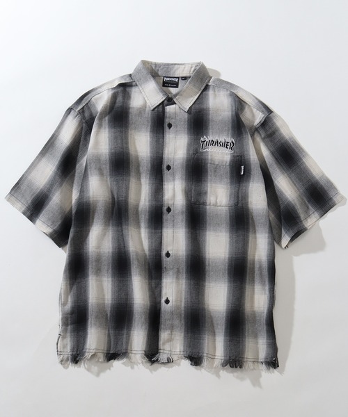 THRASHER（スラッシャー）の「【THRASHER/スラッシャー】ダメージチェック半袖シャツ（シャツ/ブラウス・メンズ・ブラウン/ホワイト/ブラック・XL/L/M）」の6枚目の写真