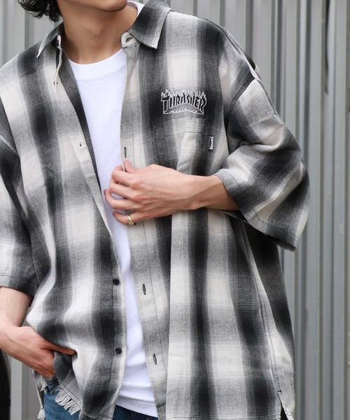 THRASHER（スラッシャー）の「【THRASHER/スラッシャー】ダメージチェック半袖シャツ（シャツ/ブラウス・メンズ・ブラウン/ホワイト/ブラック・XL/L/M）」の22枚目の写真