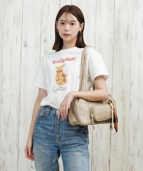 ムラサキスポーツ（ムラサキスポーツ）の「RIKKA FEMME/リッカファム テディベアTシャツ/ゆったりサイズ RF25HS01（Tシャツ/カットソー・レディース・ホワイト系その他2/ホワイト系その他/ホワイト系その他3・S/M/M/L）」の2枚目の写真