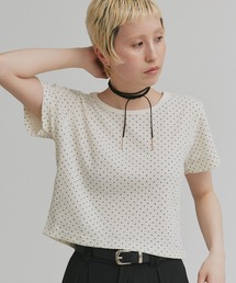 リブクルーネック コンパクトTシャツ
