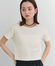 リブクルーネック コンパクトTシャツ