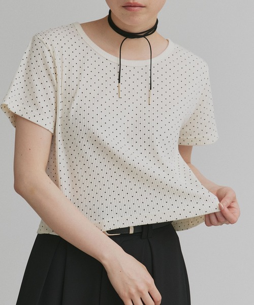 ad thie(アドティエ)の「リブクルーネック コンパクトTシャツ(Tシャツ/カットソー・レディース・オフホワイト/ブラック/チャコール/アイボリー/グレイッシュベージュ/アイボリー系/ブラック系/レッド/ブラウン・LARGE/MEDIUM/LL)」の15枚目の写真