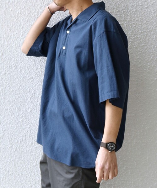 セール】SHIPS any:〈洗濯機可能〉コットン/リネン オープンカラー