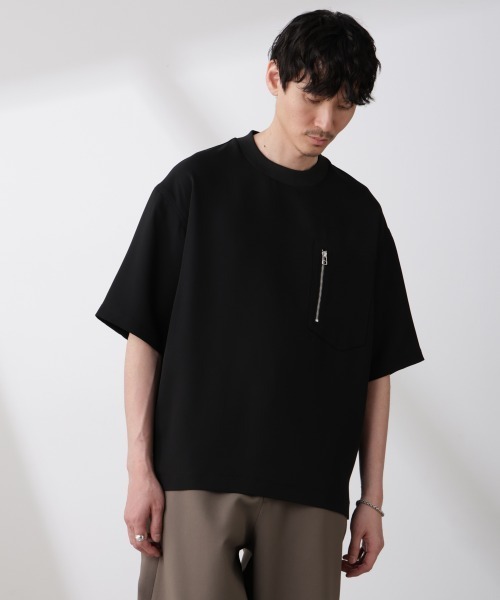 NANO universe(ナノユニバース)の「Epoche ZIP Tシャツ(Tシャツ/カットソー・メンズ・ブラック・L/M/S)」の1枚目の写真