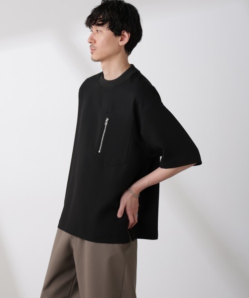 NANO universe(ナノユニバース)の「Epoche ZIP Tシャツ(Tシャツ/カットソー・メンズ・ブラック・L/M/S)」の3枚目の写真