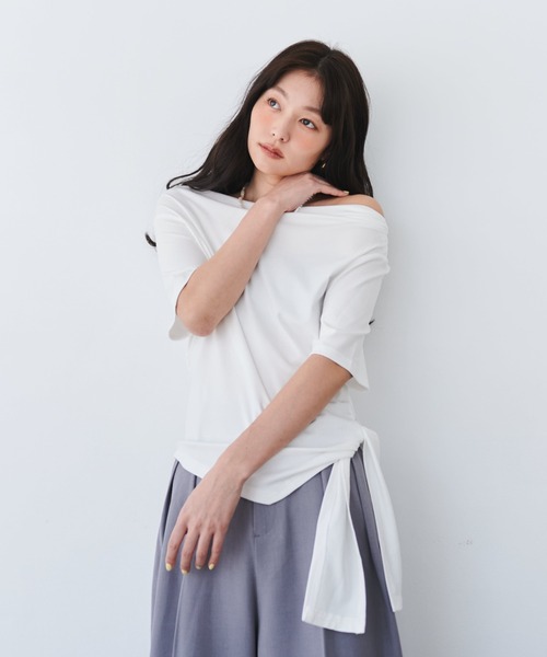 FMiBL（ファミル）の「ウエストデザインドレープトップス（Tシャツ/カットソー・レディース・ブラック/ホワイト/グレー・FREE）」の22枚目の写真