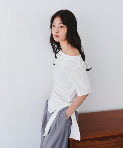 FMiBL（ファミル）の「ウエストデザインドレープトップス（Tシャツ/カットソー・レディース・ブラック/ホワイト/グレー・FREE）」の20枚目の写真