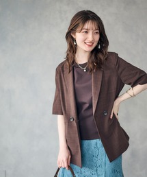 12Twelve Agenda（トゥエルブ　アジェンダ）の「ウォッシャブルリネンライク半袖ジャケット（その他アウター・レディース）」