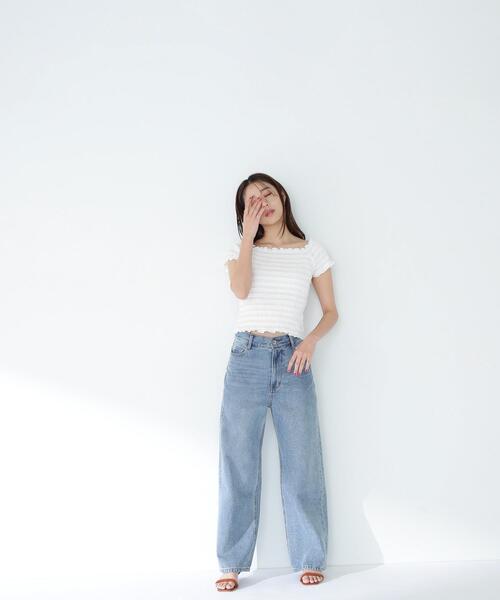 NATURAL BEAUTY BASIC(ナチュラルビューティーベーシック)の「◇シャーリングコンパクトカットソー(Tシャツ/カットソー・レディース・レッド/オフホワイト/ブラウン・FREE)」の9枚目の写真