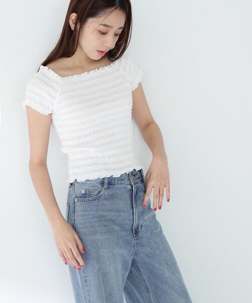 NATURAL BEAUTY BASIC(ナチュラルビューティーベーシック)の「◇シャーリングコンパクトカットソー(Tシャツ/カットソー・レディース・レッド/オフホワイト/ブラウン・FREE)」の10枚目の写真