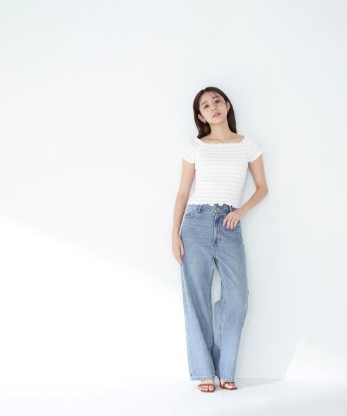 NATURAL BEAUTY BASIC(ナチュラルビューティーベーシック)の「◇シャーリングコンパクトカットソー(Tシャツ/カットソー・レディース・レッド/オフホワイト/ブラウン・FREE)」の12枚目の写真
