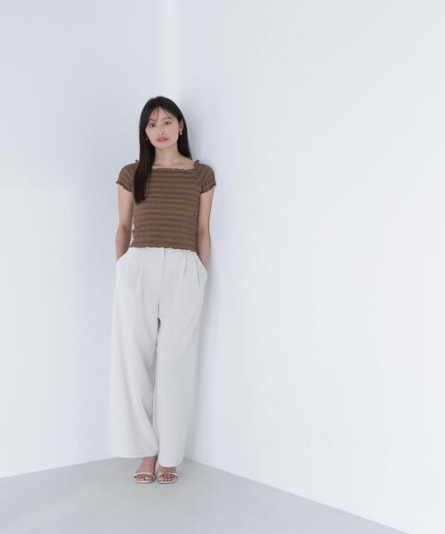 NATURAL BEAUTY BASIC(ナチュラルビューティーベーシック)の「◇シャーリングコンパクトカットソー(Tシャツ/カットソー・レディース・レッド/オフホワイト/ブラウン・FREE)」の19枚目の写真