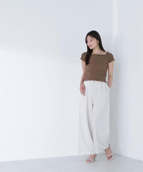 NATURAL BEAUTY BASIC(ナチュラルビューティーベーシック)の「◇シャーリングコンパクトカットソー(Tシャツ/カットソー・レディース・レッド/オフホワイト/ブラウン・FREE)」の21枚目の写真