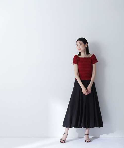 NATURAL BEAUTY BASIC（ナチュラルビューティーベーシック）の「◇シャーリングコンパクトカットソー（Tシャツ/カットソー・レディース・レッド/オフホワイト/ブラウン・FREE）」の22枚目の写真