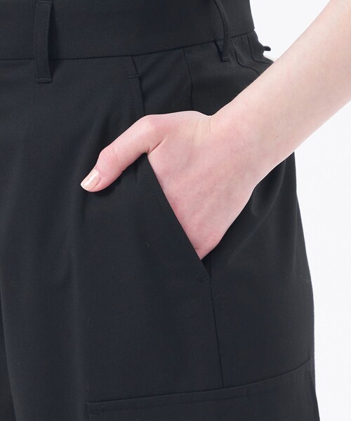 MACKINTOSH PHILOSOPHY（ﾏｯｷﾝﾄｯｼｭ ﾌｨﾛｿﾌｨｰ）の「ストレッチツイルワイドパンツ（カーゴパンツ・レディース・ブラック/オフホワイト・38/36/34）」の8枚目の写真