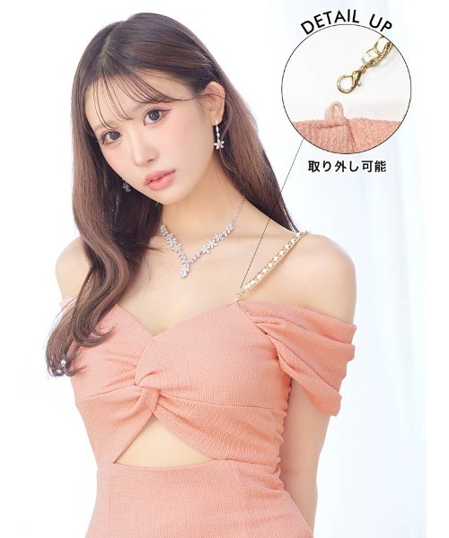 DAZZY（デイジー）の「ツイストウエストカット チェーンキャミソール Aラインミニドレス（ドレス・レディース・ピンク/ブルー・S/M/L）」の9枚目の写真