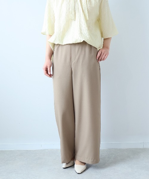 fleur by mint breeze(フルールバイミントブリーズ)の「【イージーケア・速乾・接触冷感】【L~5L 大きいサイズ】ドライポプリンワイドパンツ(その他パンツ・レディース・ネイビー/カーキ・4L/3L/5L/LL)」の2枚目の写真