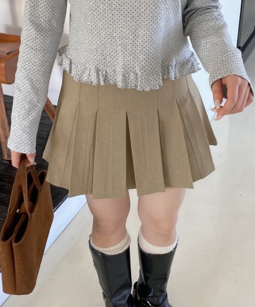 SOLLON.(ソルロン)の「ベルト付きプリーツミニスカート(スカート・レディース・ライトグレー/ベージュ・FREE)」の15枚目の写真