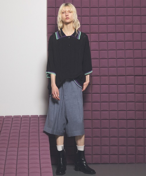 MAISON SPECIAL（メゾンスペシャル）の「《UNISEX》Triacetate Prime-Wide Shorts/トリアセテートプライムワイドショーツ【MAISON SPECIAL/メゾンスペシャル】（その他パンツ・メンズ・チャコールグレー/ブラック/グレイッシュベージュ/ブルー・0/1/2）」の19枚目の写真