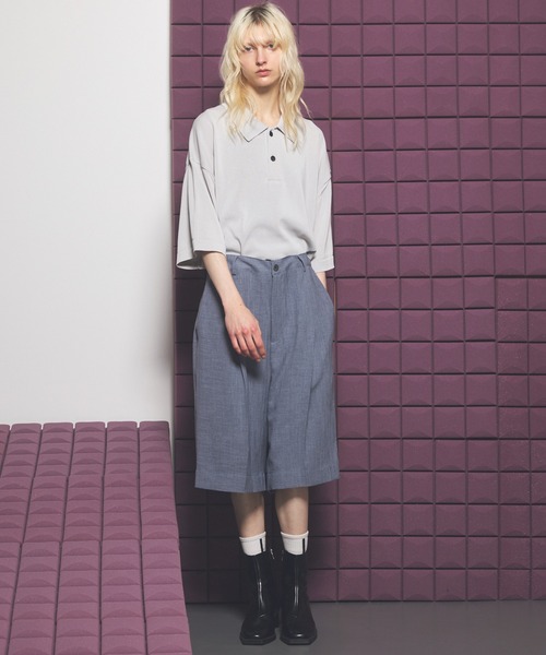 MAISON SPECIAL（メゾンスペシャル）の「《UNISEX》Triacetate Prime-Wide Shorts/トリアセテートプライムワイドショーツ【MAISON SPECIAL/メゾンスペシャル】（その他パンツ・メンズ・チャコールグレー/ブラック/グレイッシュベージュ/ブルー・0/1/2）」の21枚目の写真