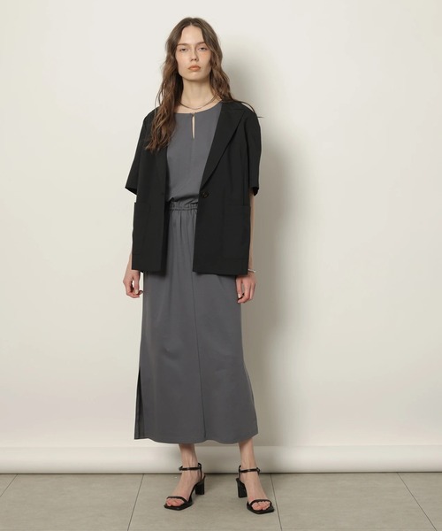 【CADUNE カデュネ】カットナローワンピース グレー 36(S) CADUNE（カデュネ）の「カットナローワンピース（ワンピース）」 - WEAR