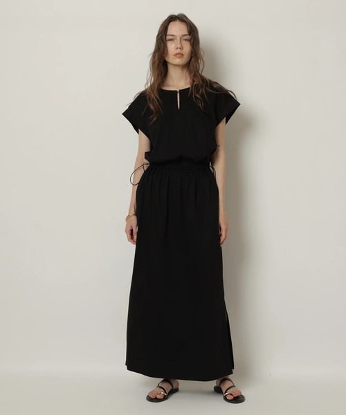 CADUNE カデュネ ノーカラー ジャガードワンピース 38 CADUNE（カデュネ）の「カットナローワンピース（ワンピース）」 - WEAR