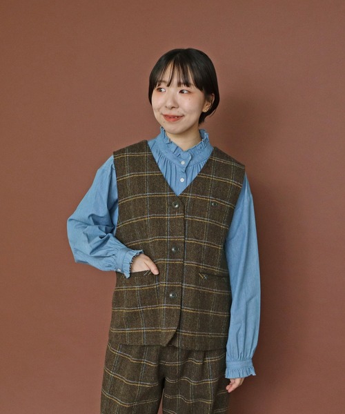 英国羊毛 へリンボンチェックベスト(セットアップ対応)（ベスト）｜PAR