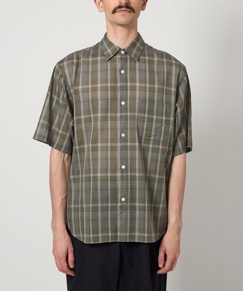 Steven Alan＞ シアー マドラスチェック レギュラーカラー
