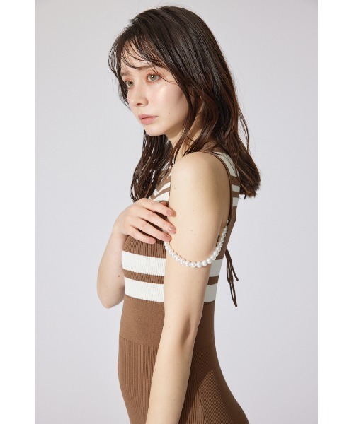 rienda(リエンダ)の「フェイクパールショルダージャガードニットワンピース 夏服 サマーニット(ワンピース・レディース・ブラウン/ブルー/ブラック・FREE)」の22枚目の写真