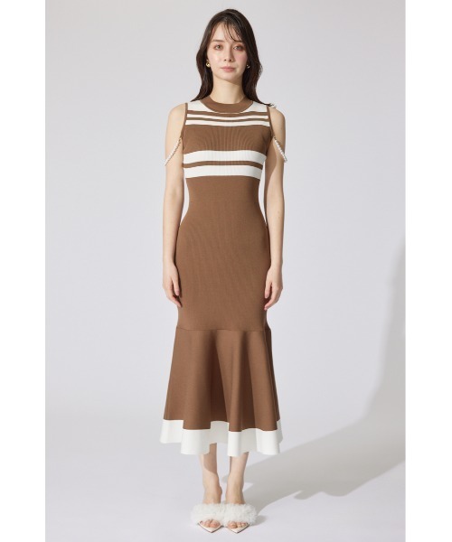 rienda(リエンダ)の「フェイクパールショルダージャガードニットワンピース 夏服 サマーニット(ワンピース・レディース・ブラウン/ブルー/ブラック・FREE)」の20枚目の写真