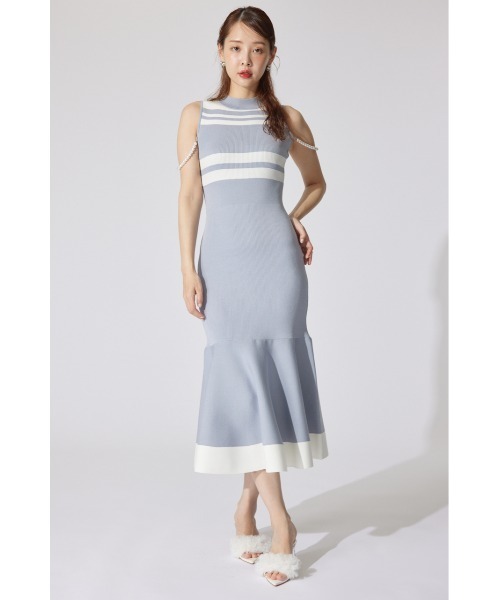 rienda(リエンダ)の「フェイクパールショルダージャガードニットワンピース 夏服 サマーニット(ワンピース・レディース・ブラウン/ブルー/ブラック・FREE)」の11枚目の写真