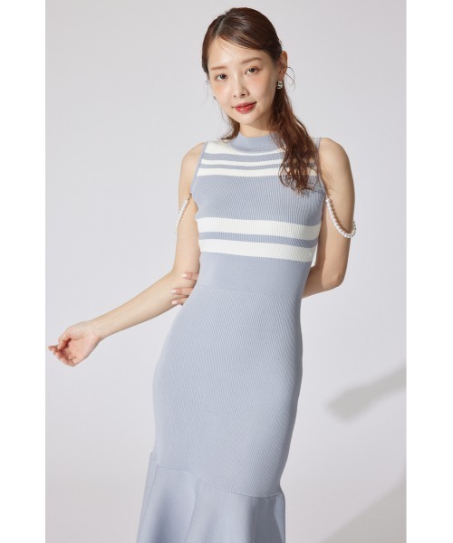 rienda(リエンダ)の「フェイクパールショルダージャガードニットワンピース 夏服 サマーニット(ワンピース・レディース・ブラウン/ブルー/ブラック・FREE)」の9枚目の写真