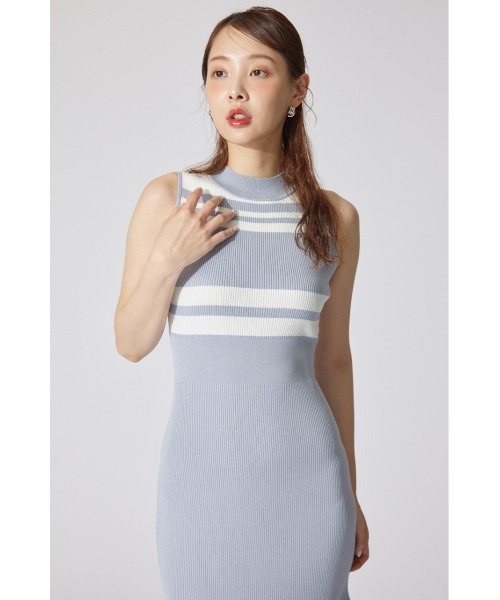 rienda フェイクパールショルダージャガードニットワンピース rienda｜【一部店舗・WEB限定】フェイクパールショルダー