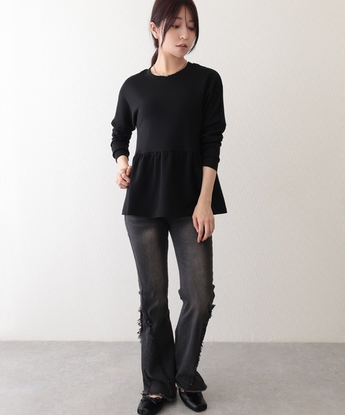 Lace Ladies(レースレディース)の「ヴィンテージ風 フリンジ ストレッチ フレア デニムパンツ(デニムパンツ・レディース・ブルー/ブラック・L/M/S/XL)」の6枚目の写真