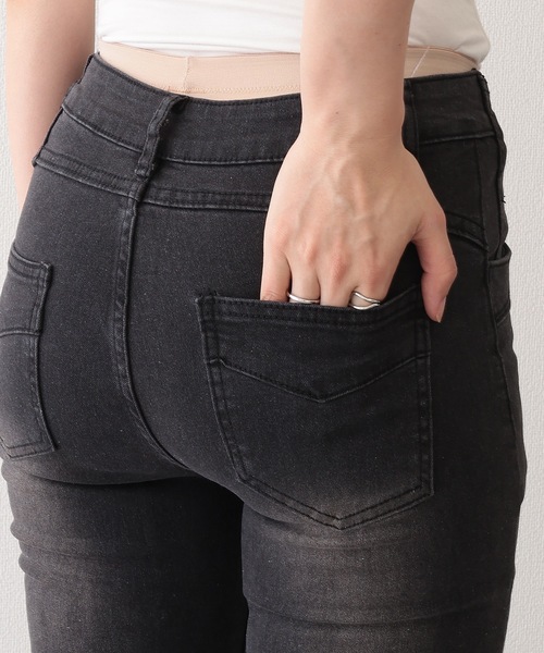Lace Ladies(レースレディース)の「ヴィンテージ風 フリンジ ストレッチ フレア デニムパンツ(デニムパンツ・レディース・ブルー/ブラック・L/M/S/XL)」の15枚目の写真
