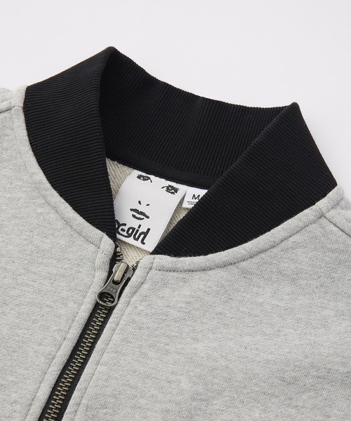 X-girl(エックスガール)の「ZIP UP SWEAT BLOUSON(スウェット・レディース・アッシュ/チャコール・S/M)」の4枚目の写真
